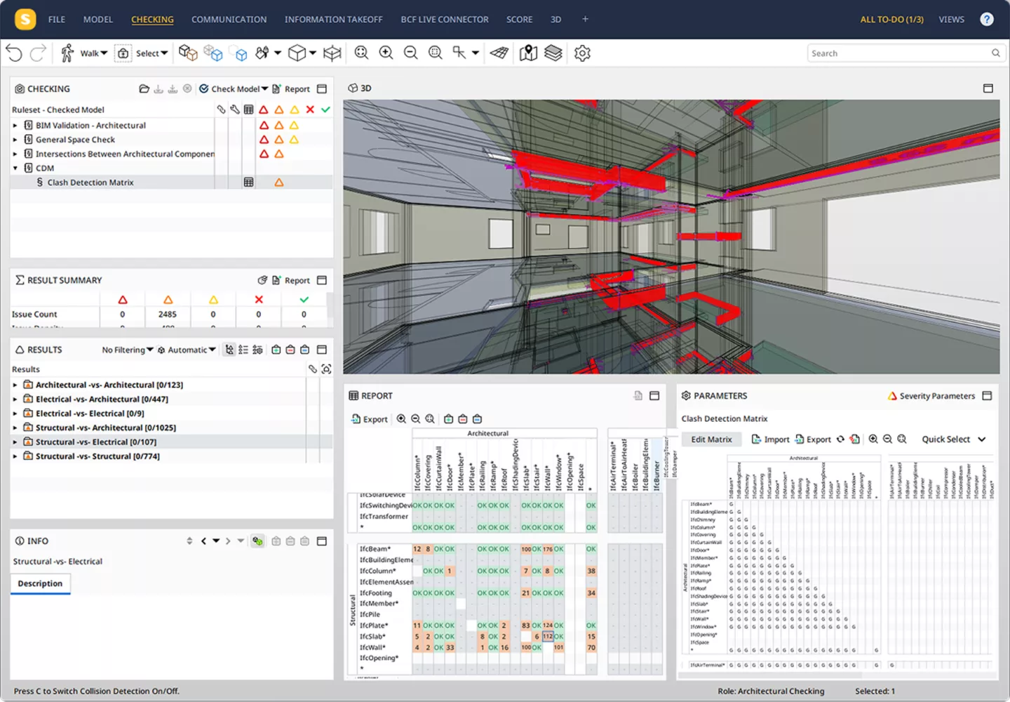 Solibri clash detection matrix control